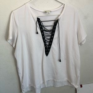 White lace up top